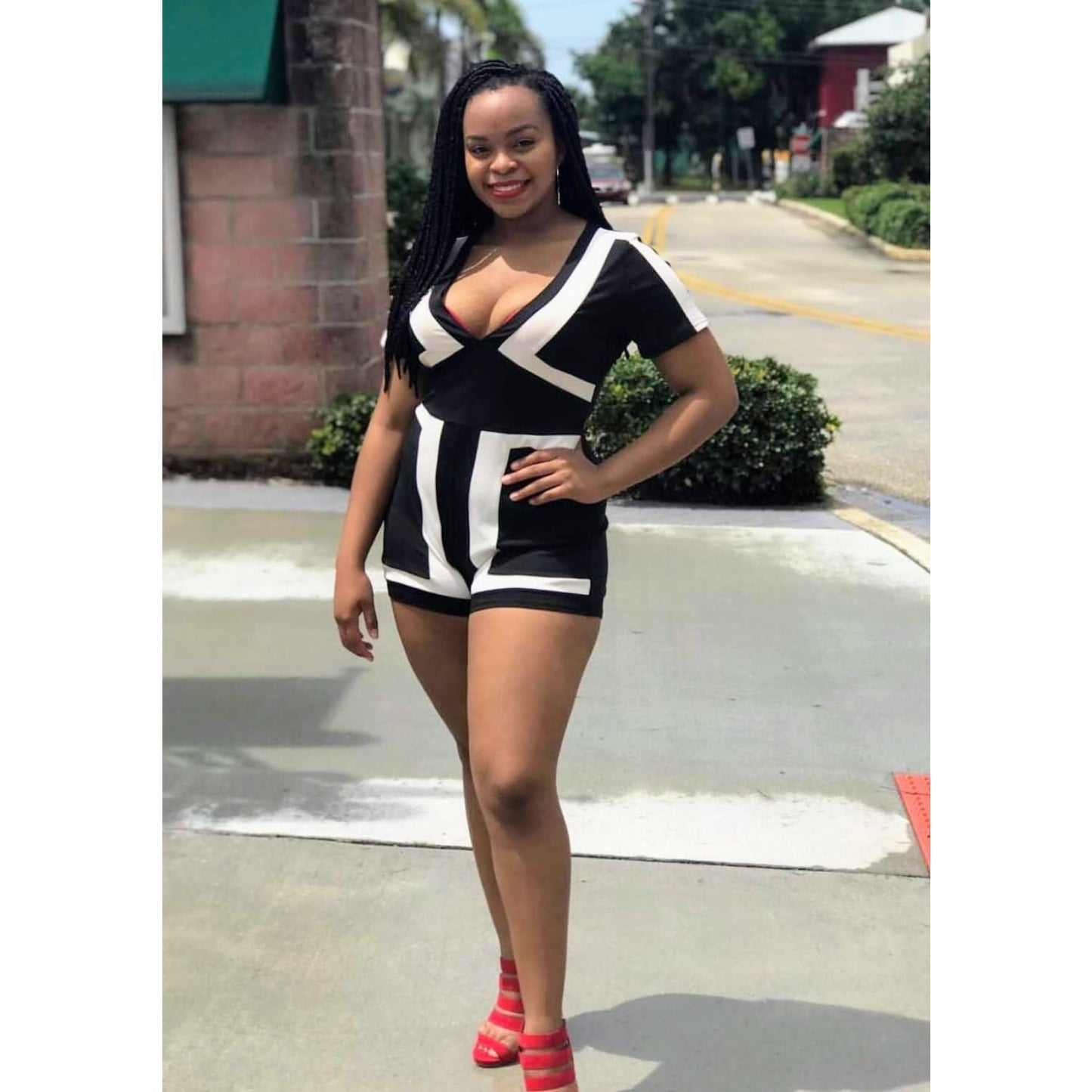 Black and White Color Block Romper - Best YOU by HTS