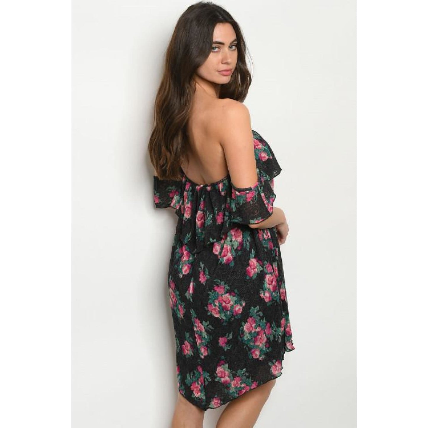 Black Floral Dress - DRESSES
