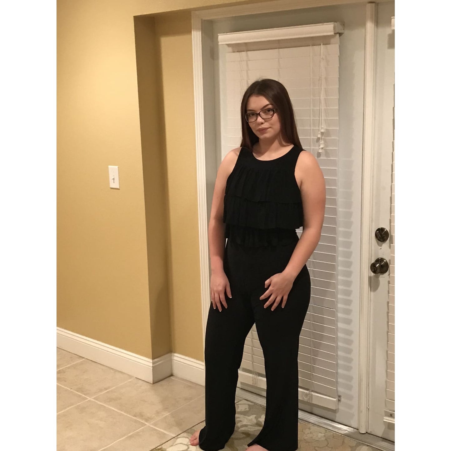 Black Layered Ruffle Jumpsuit - Best YOU by HTS