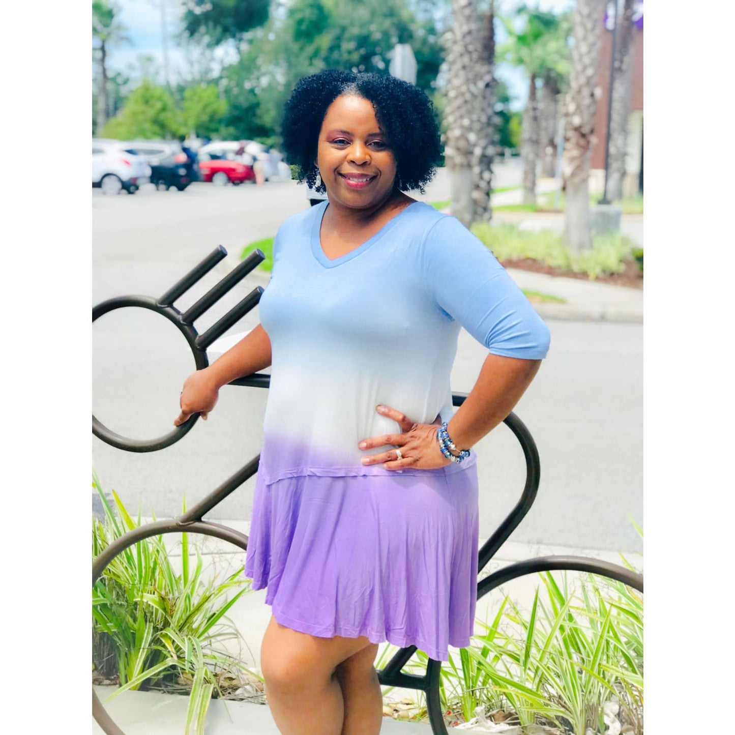 Blue Tie Dye Tunic Dress - DRESSES