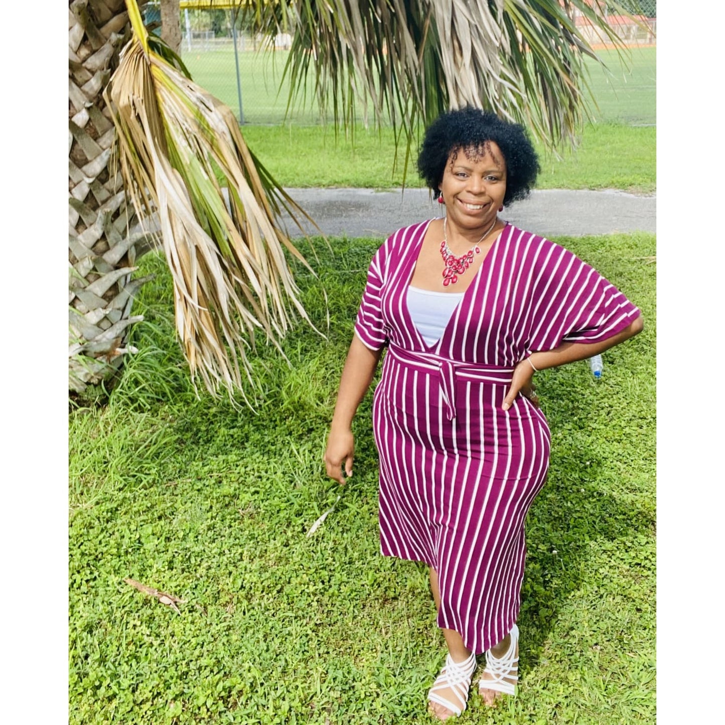 Burgundy Deep V Cut Plus Dress - DRESSES