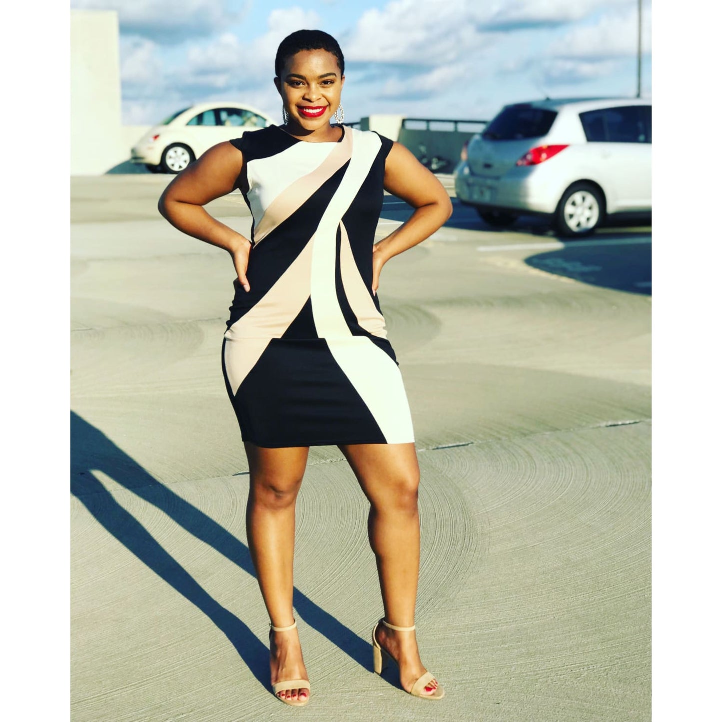 Colorblock Geometric Pattern Tube Dress - Best YOU by HTS