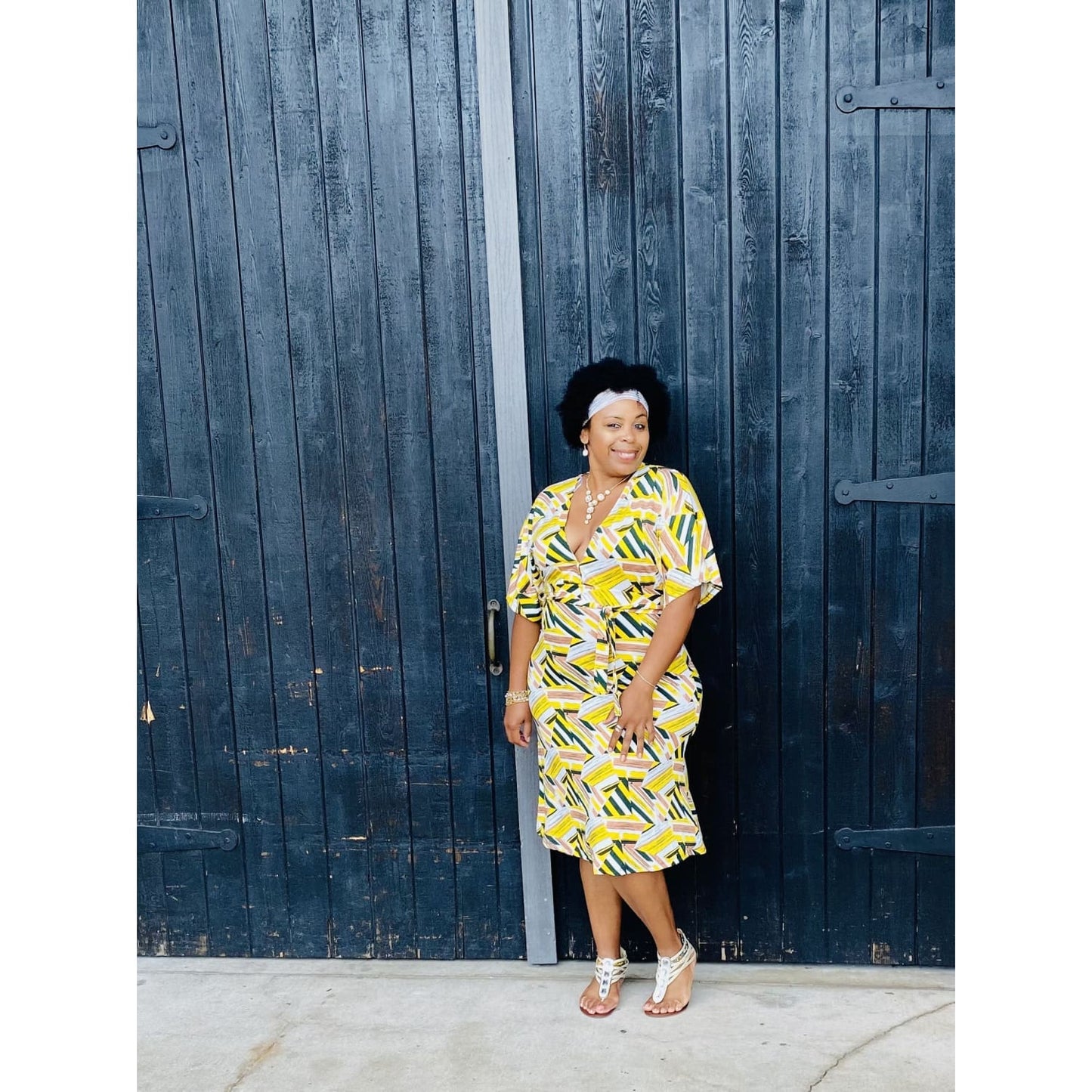 Deep V Cut Curvy Dress - DRESSES