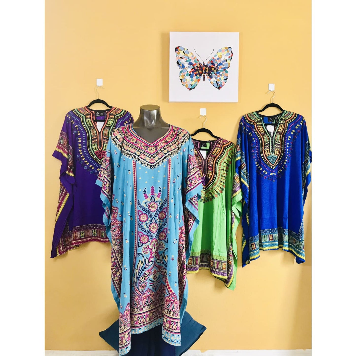 Ethnic Caftan Top - Sky Blue Dress - TOPS
