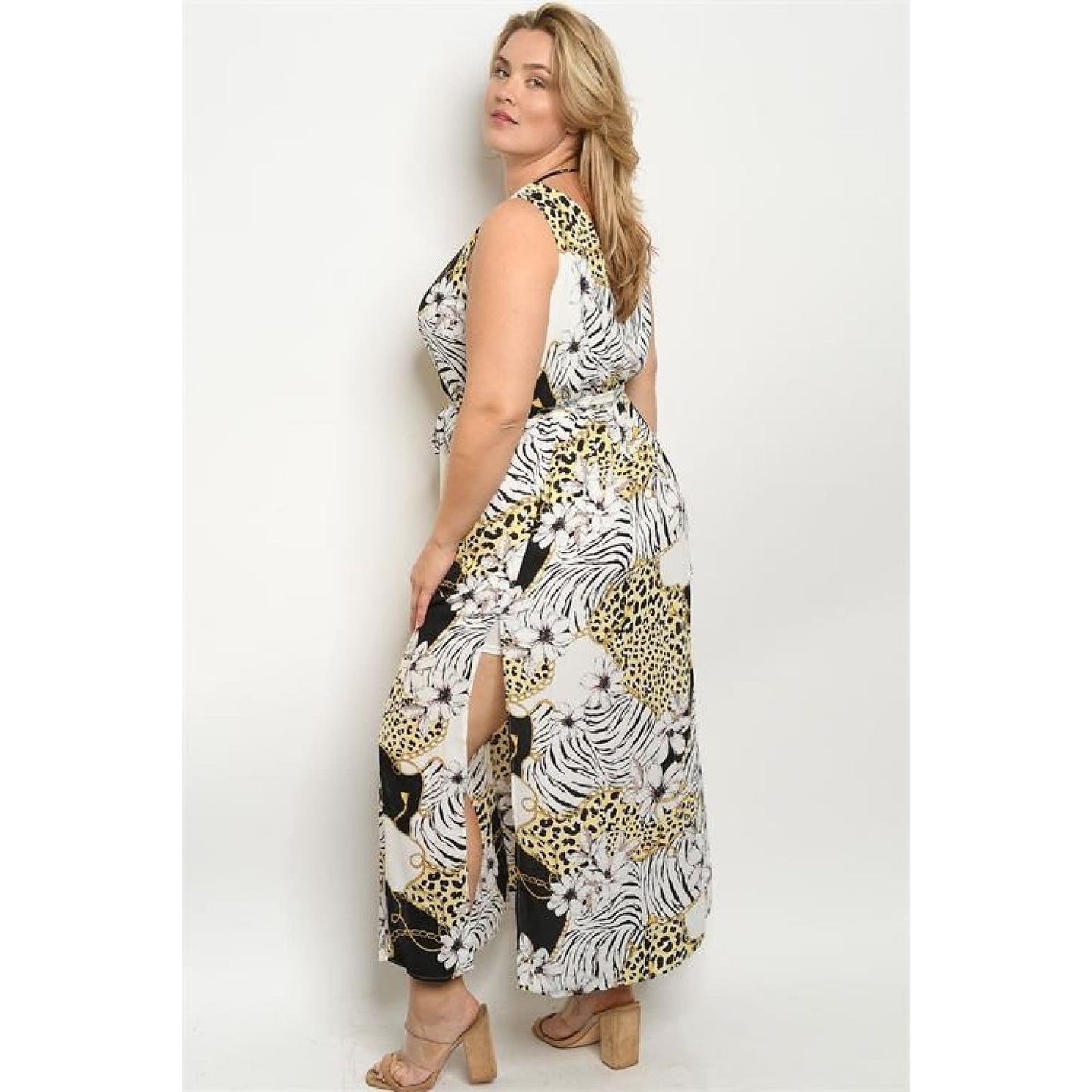 Floral Animal Print Plus Dress - DRESSES