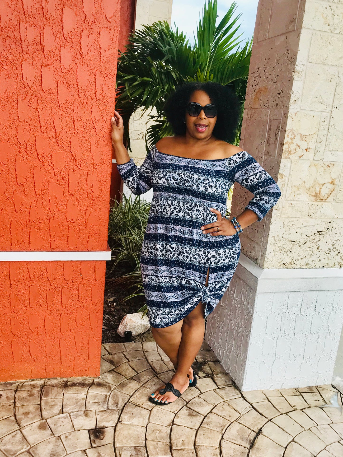 Blue White Black Print Dress - Best YOU by HTS