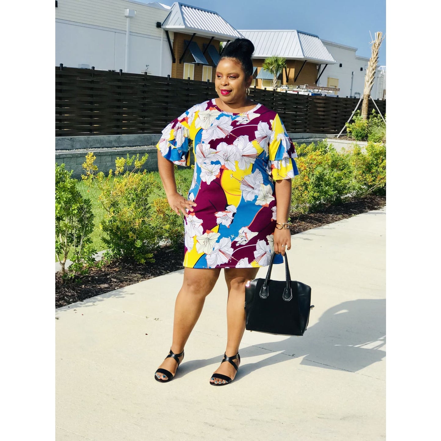 Layered Ruffle Sleeve Print Dress - Best YOU by HTS