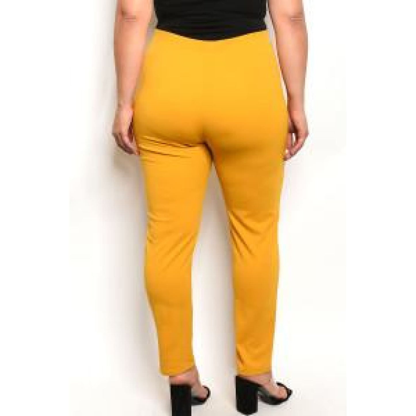 Mustard Button Detail Plus Leggings - Leggings
