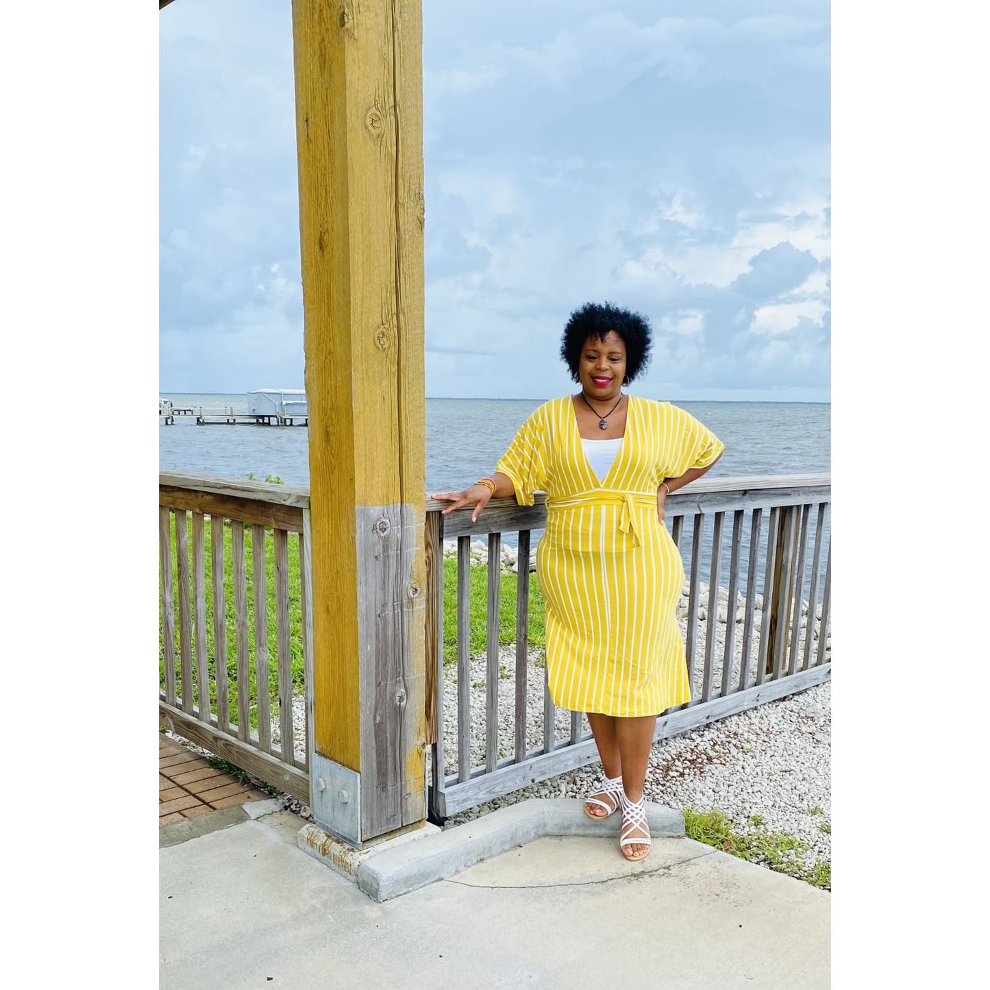 Mustard Deep V Cut Plus Dress - DRESSES