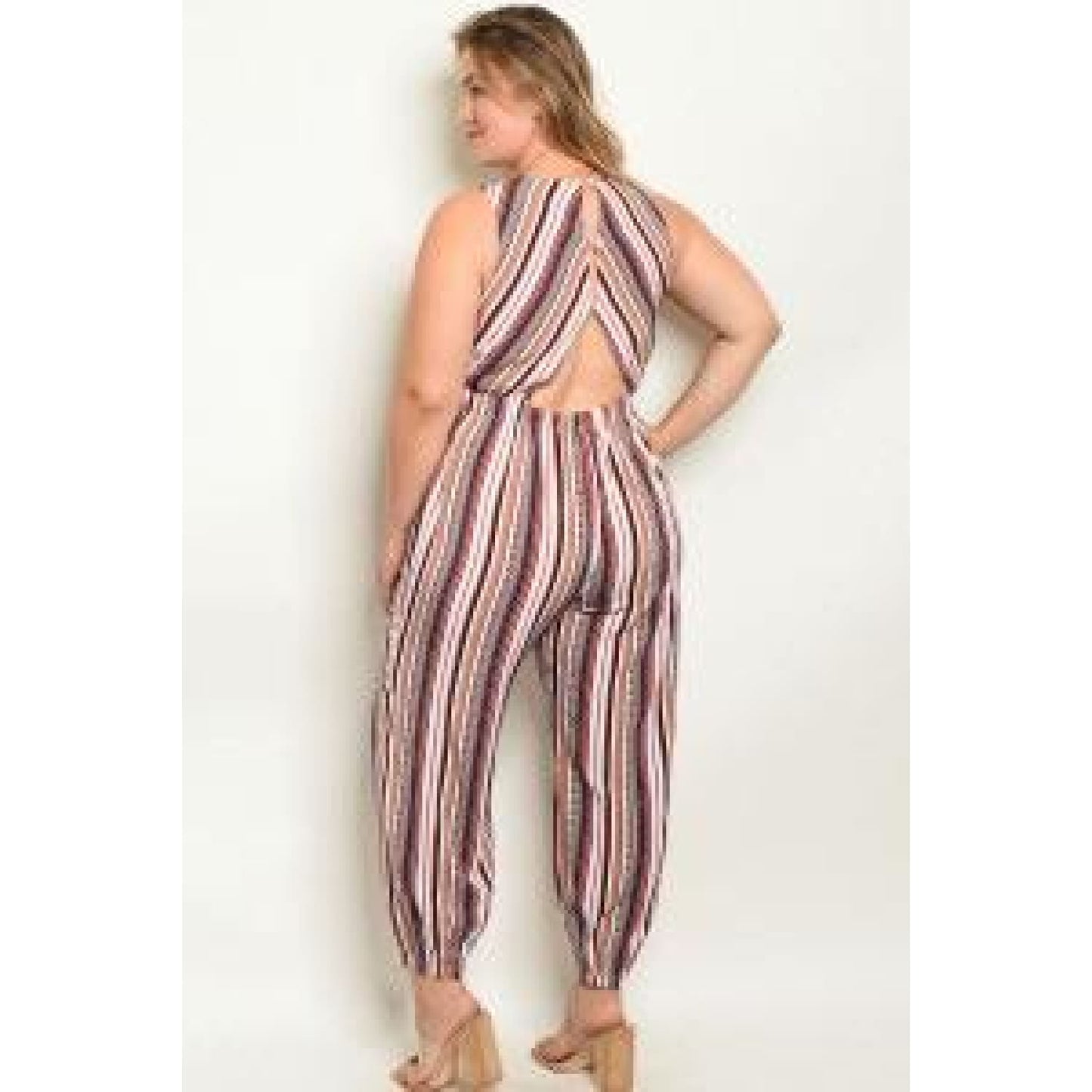 Navy Stripes Plus Jumpsuit - OUTFITS