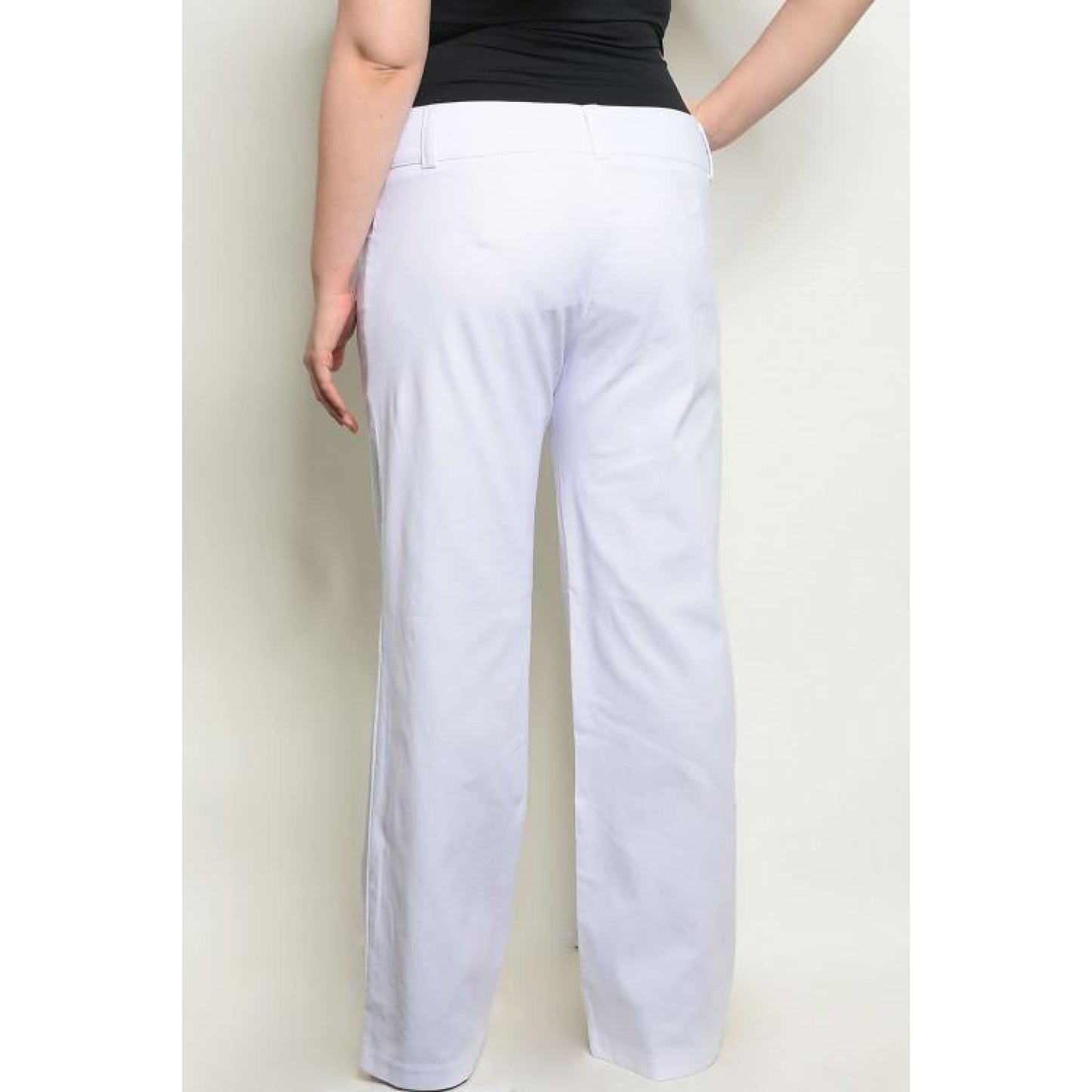 Off White Button Up Pants Plus - Best YOU by HTS