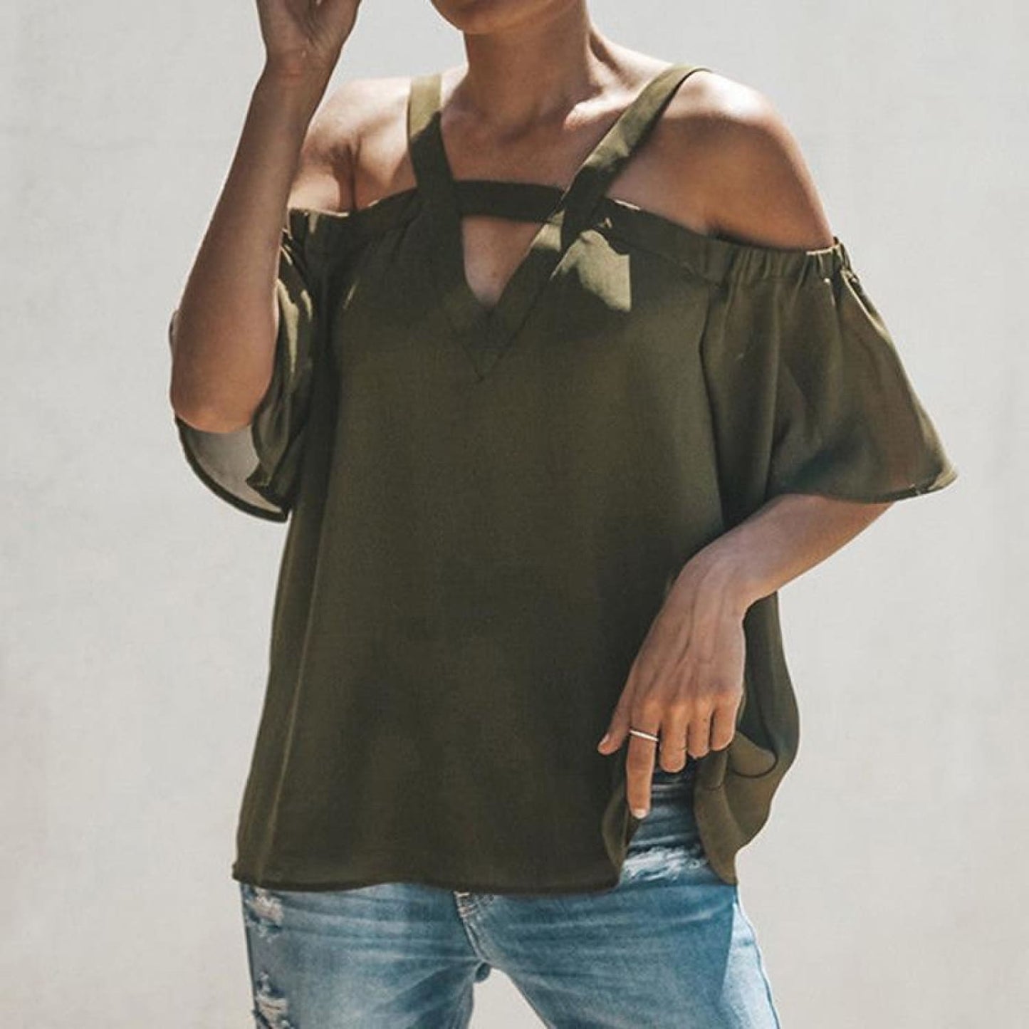 Olive Cold-Shoulder Top - Best YOU by HTS