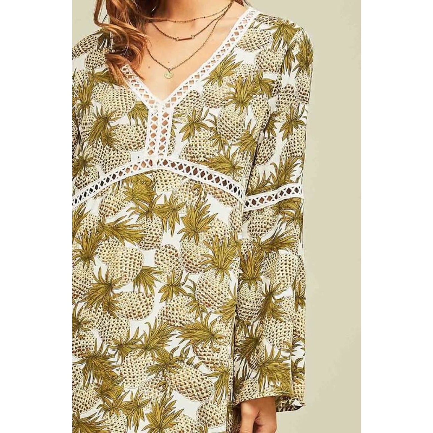 Pineapple Print Dress - DRESSES
