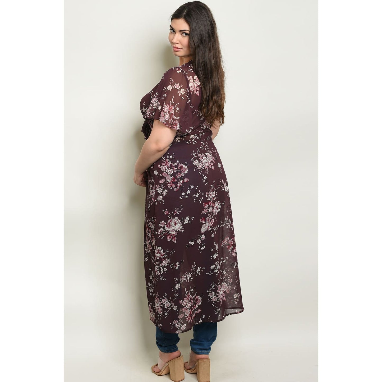 Plum Floral Plus Kimono Top - Best YOU by HTS