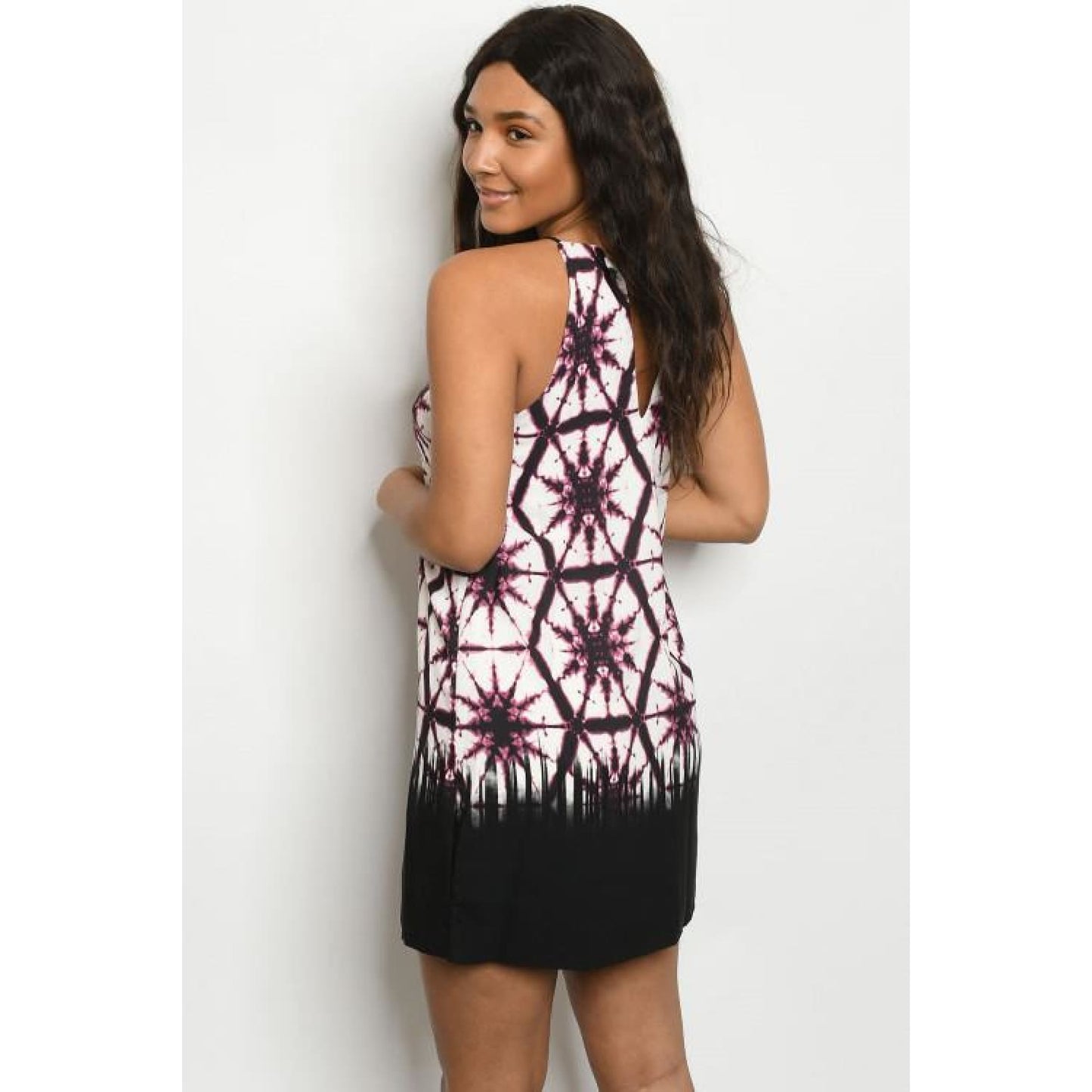 Plum Print Dress - DRESSES