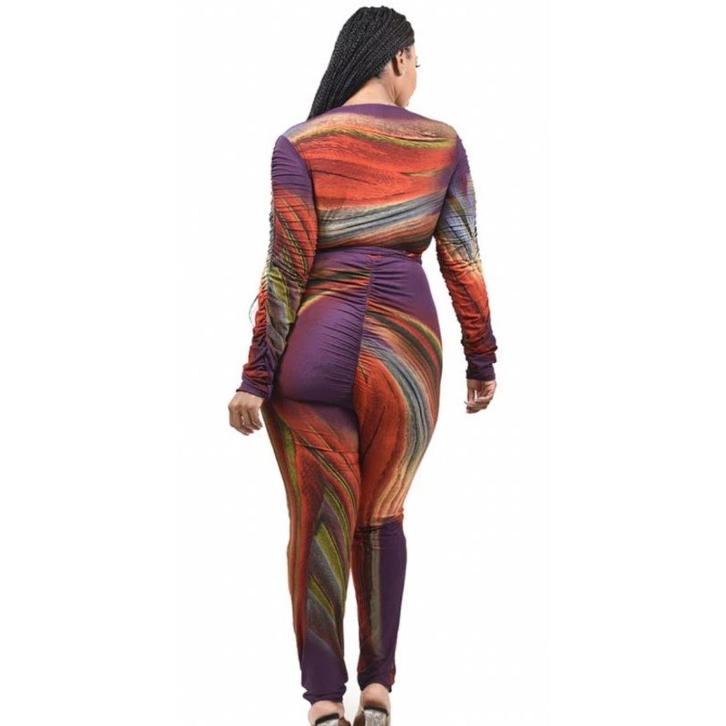 Purple Multicolor Plus Jumpsuit - OUTFITS
