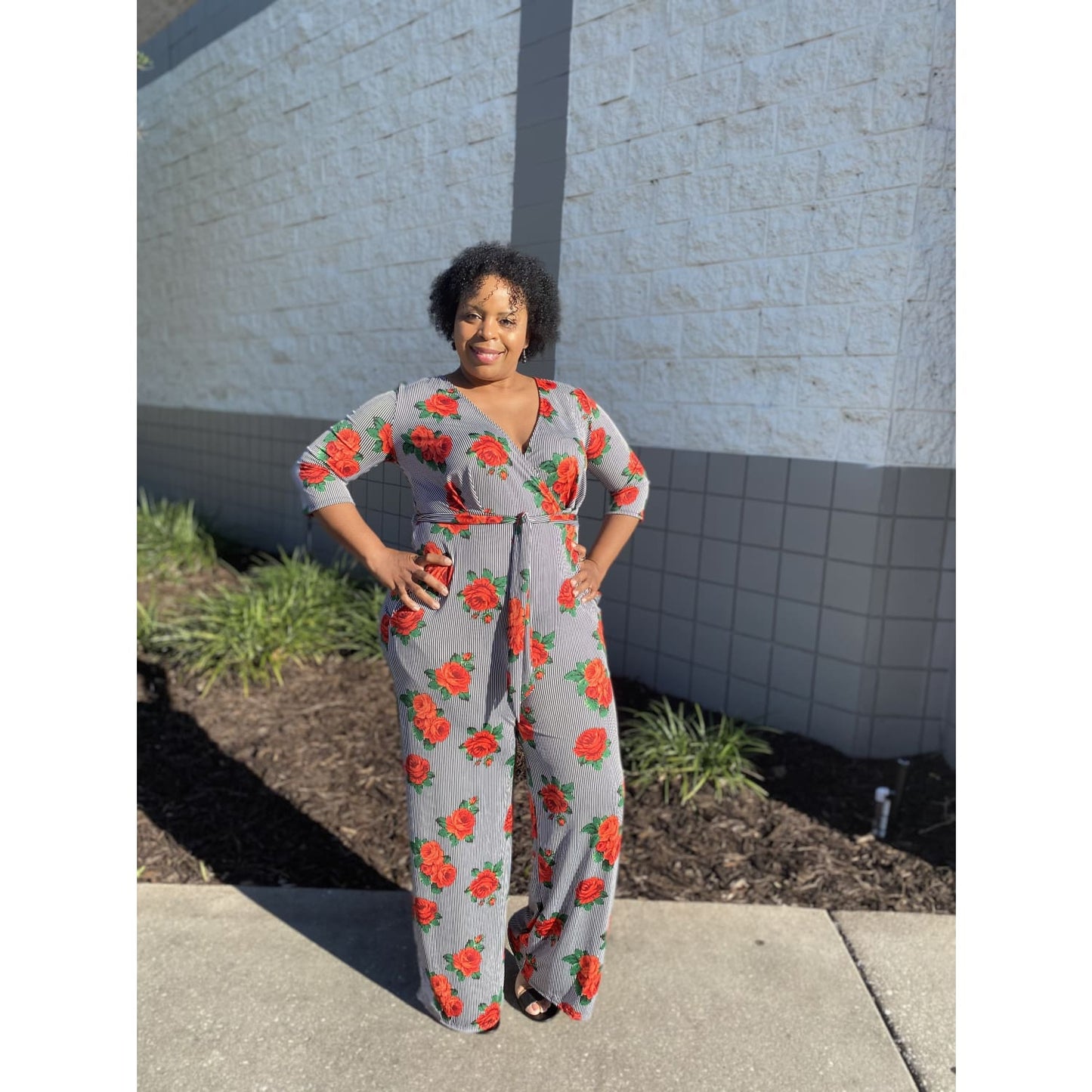 Roses And Stripes Plus Jumpsuit - OUTFITS