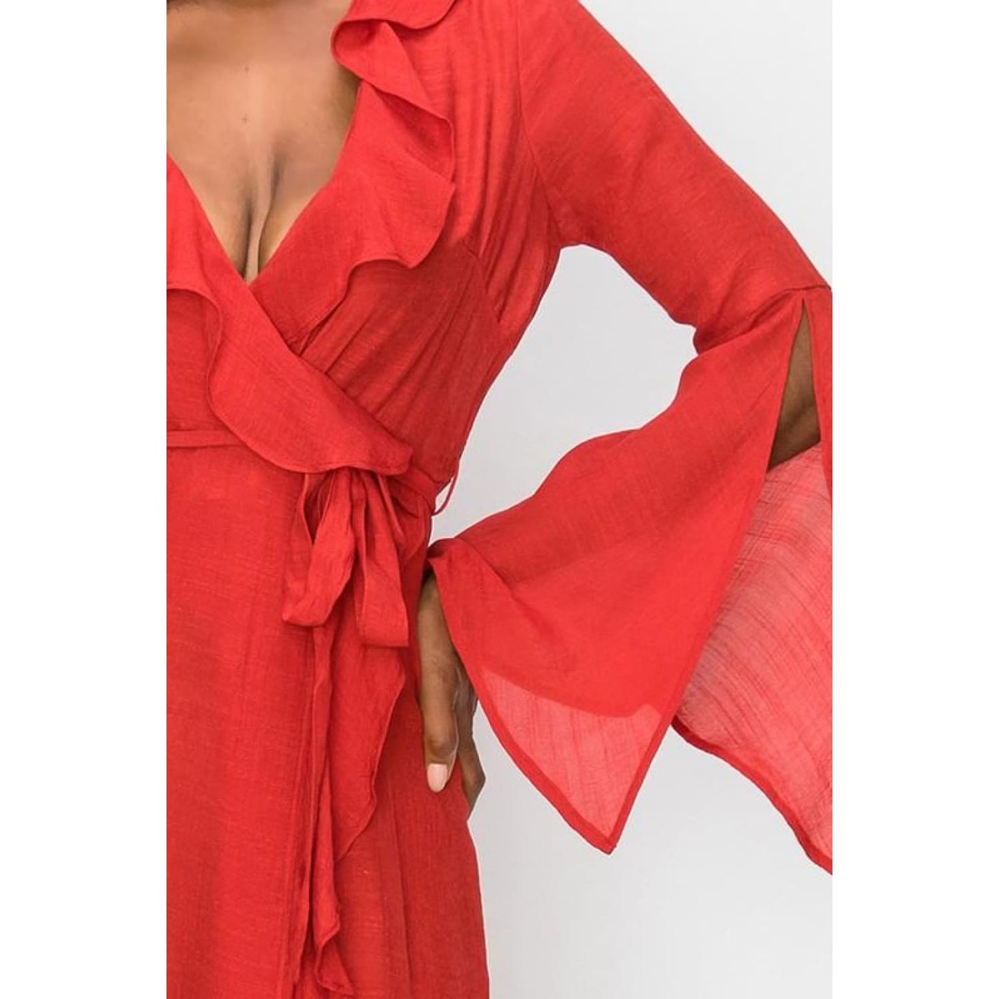 Ruffle Kimono Dress - DRESSES