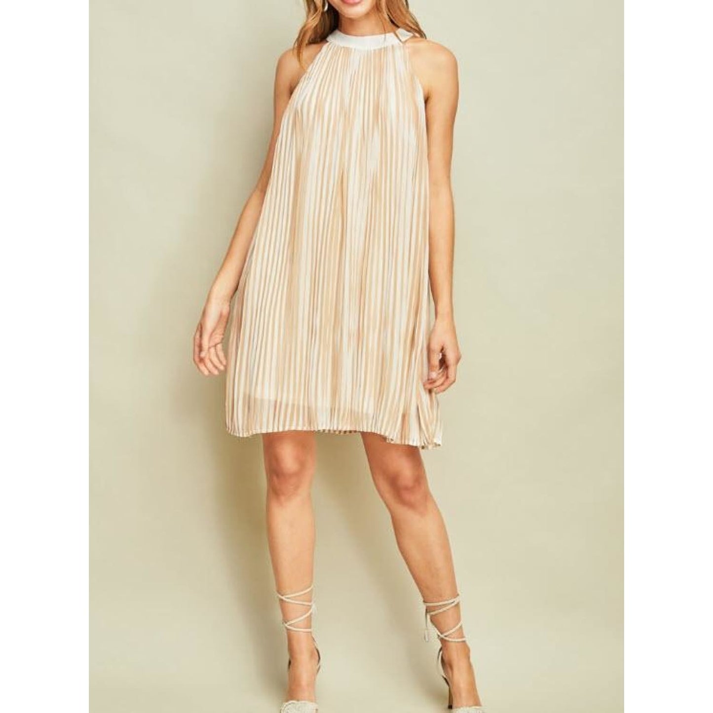 Taupe Stripes Dress - DRESSES