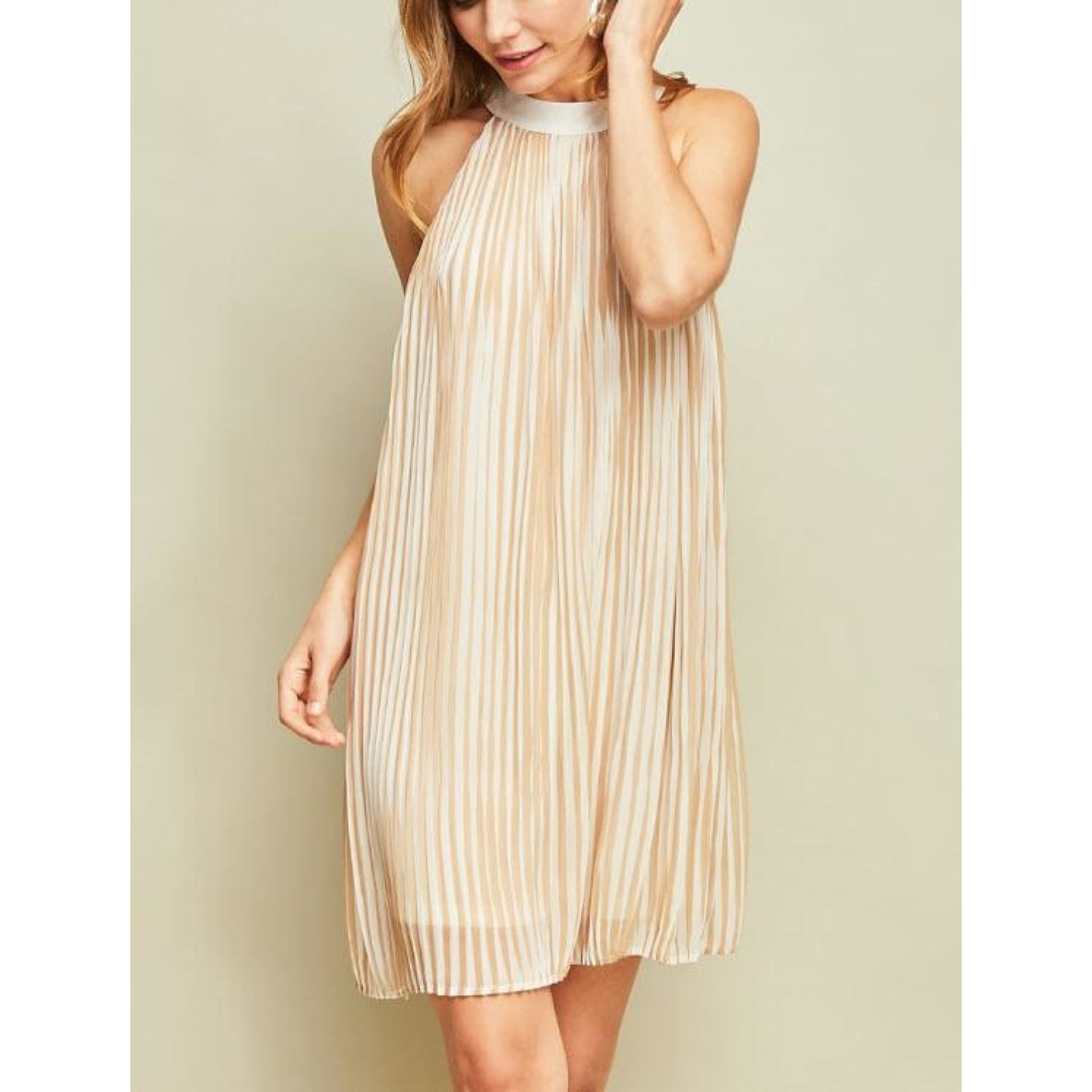 Taupe Stripes Dress - DRESSES