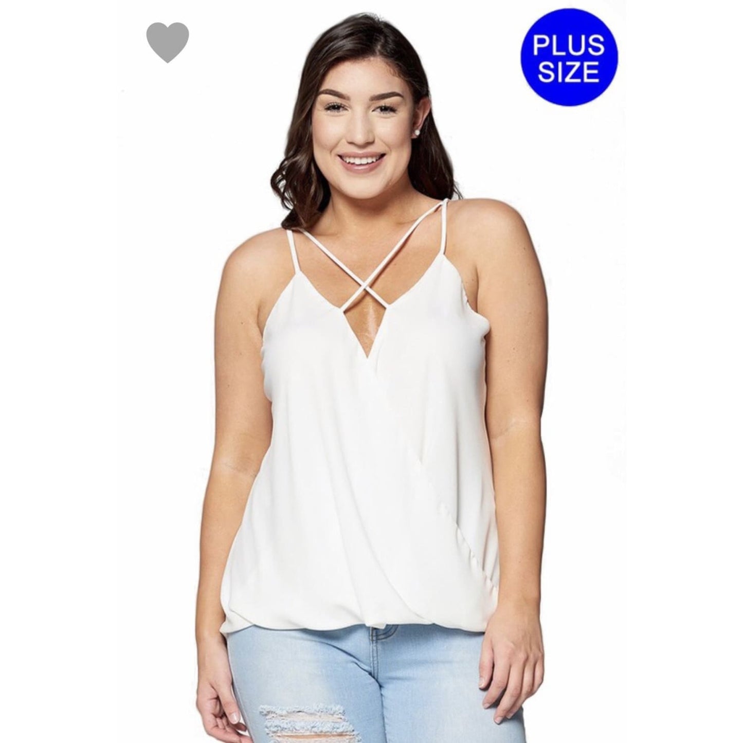 White Caged Cami Top Plus Size - TOPS