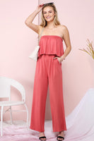 FLARE TUBE TOP WITH TWO FER LOOK JUMPSUIT