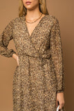 L/S Surplice W/Self Tie Abstract Dress