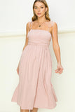 GET A CLUE TIE-STRAP MIDI DRESS