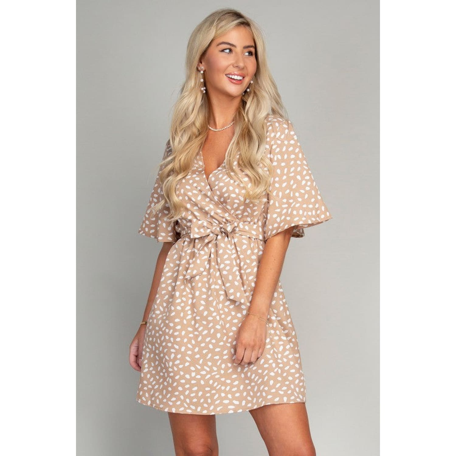 Allover Print Belted Dress Size XL - DRESSES