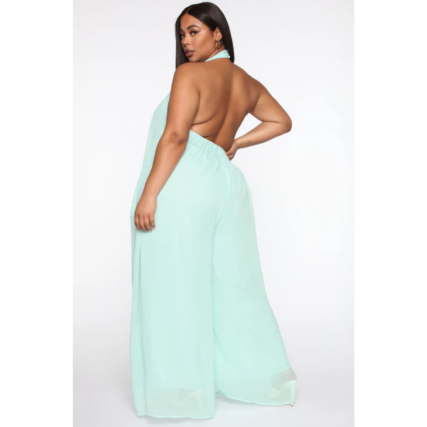 Plus Mint Halter Jumpsuit - OUTFITS