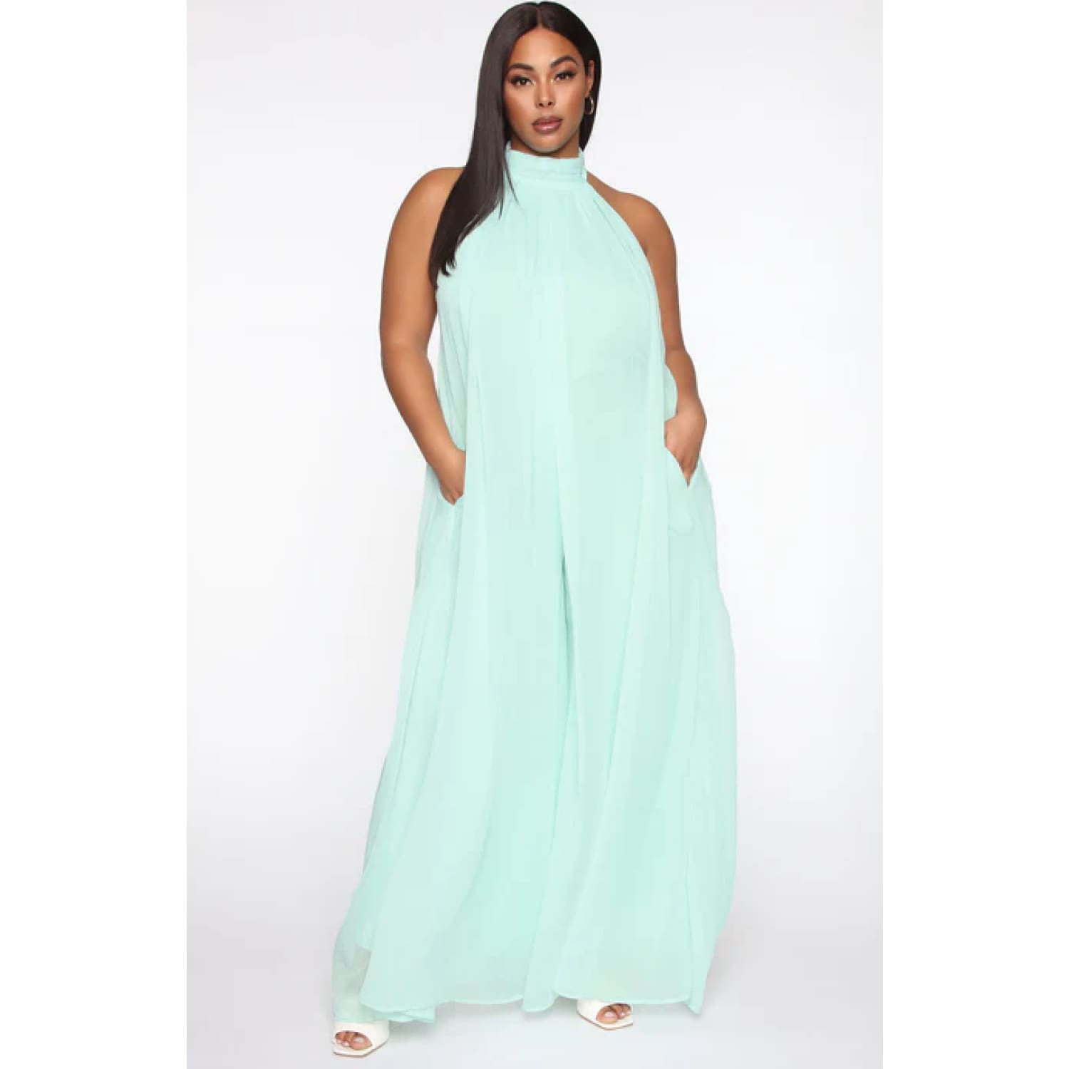 Plus Mint Halter Jumpsuit - OUTFITS