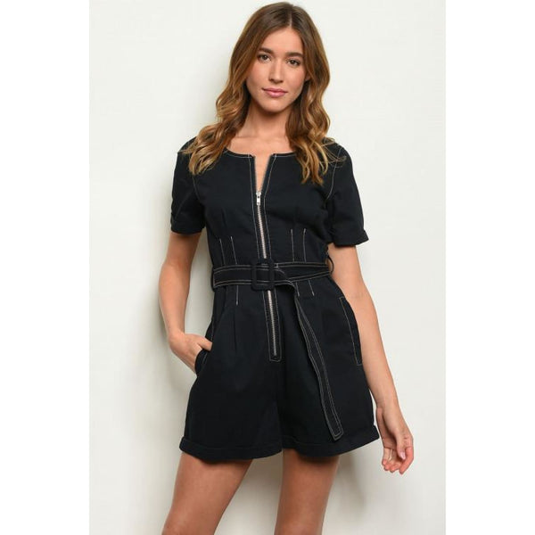 Belted Navy Romper - Best YOU by HTS