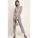 Black and White Ruffle Crop Top and Pants Set - Best YOU by HTS