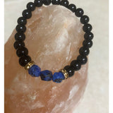 Black beaded bracelet - Royal Blue Stones