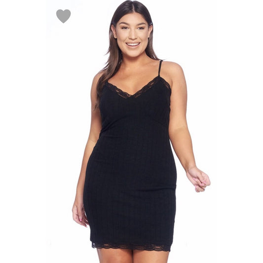 Black Cami Plus Size Dress - DRESSES