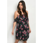 Black Floral Dress - DRESSES