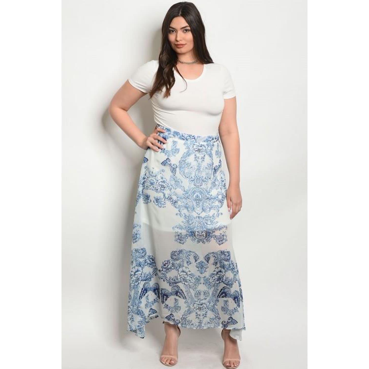 Blue and White Plus Butterfly Skirt - Best YOU by HTS