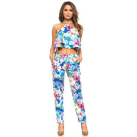 Blue Floral Halter Top and Pants Set - Best YOU by HTS