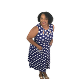 Blue Polka Dot Dress with Cut Outs - Best YOU by HTS