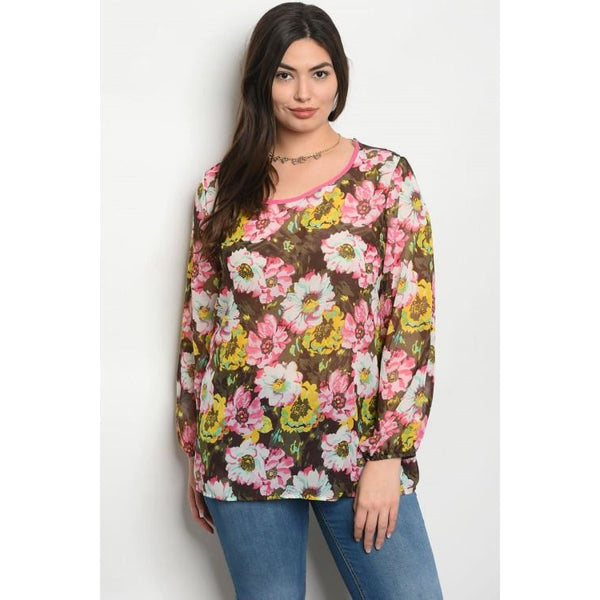 Brown Floral Plus Top - Best YOU by HTS