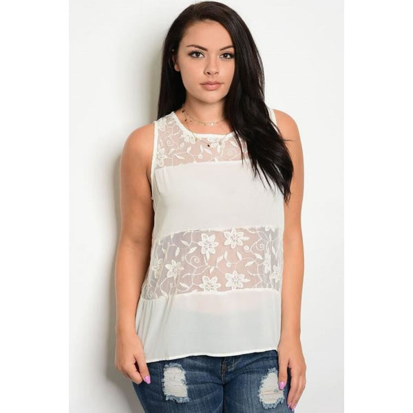 Creamy Beige Lace Top Size 14 - Best YOU by HTS