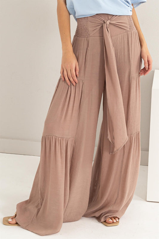 HYFVE Tie Front Ruched Tiered Pants