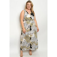 Floral Animal Print Plus Dress - DRESSES