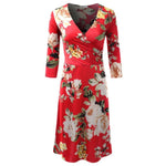 Flower Red Plus Size Dress - DRESSES