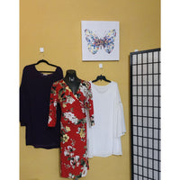 Flower Red Plus Size Dress - DRESSES