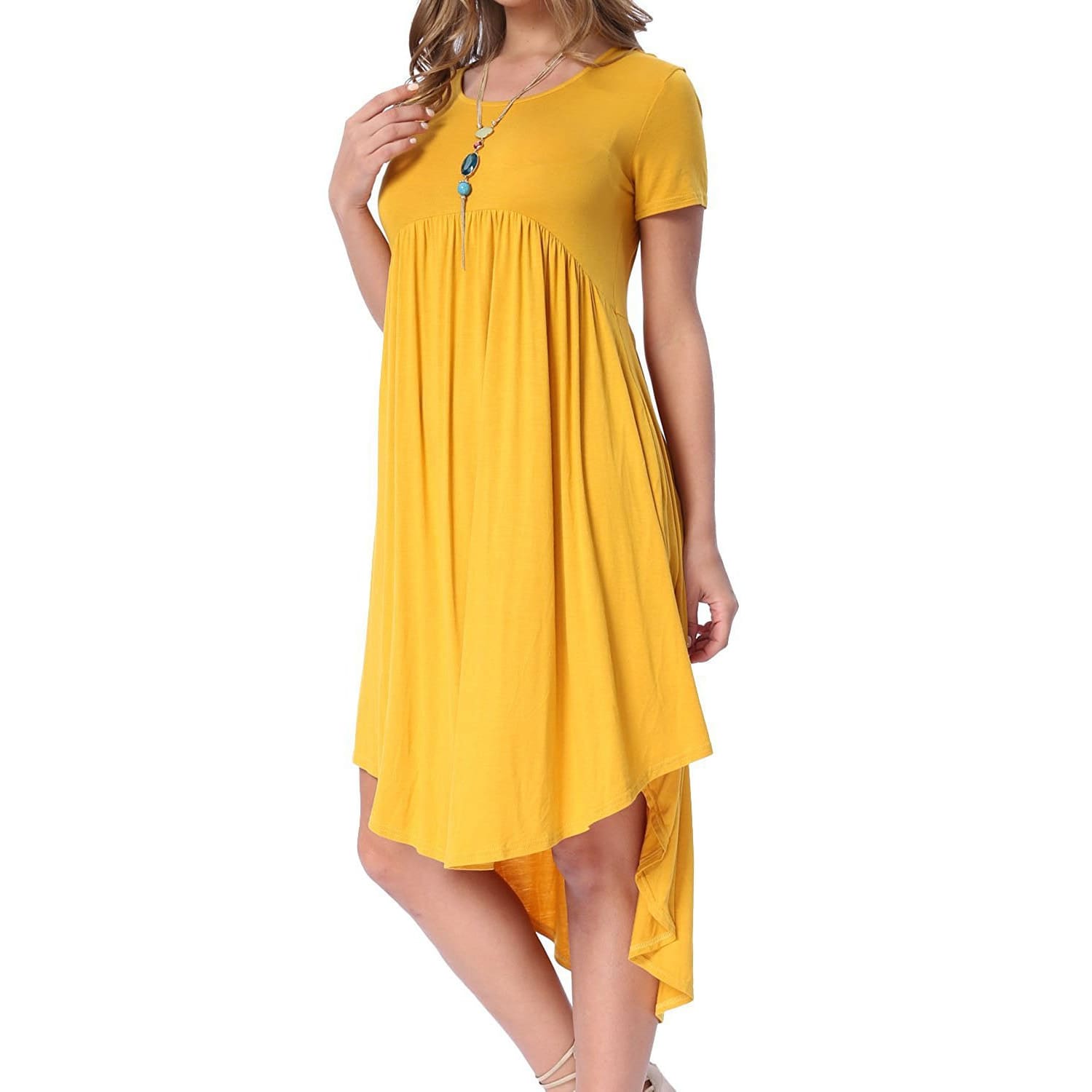 Golden Yellow Casual Swing Dress - DRESSES