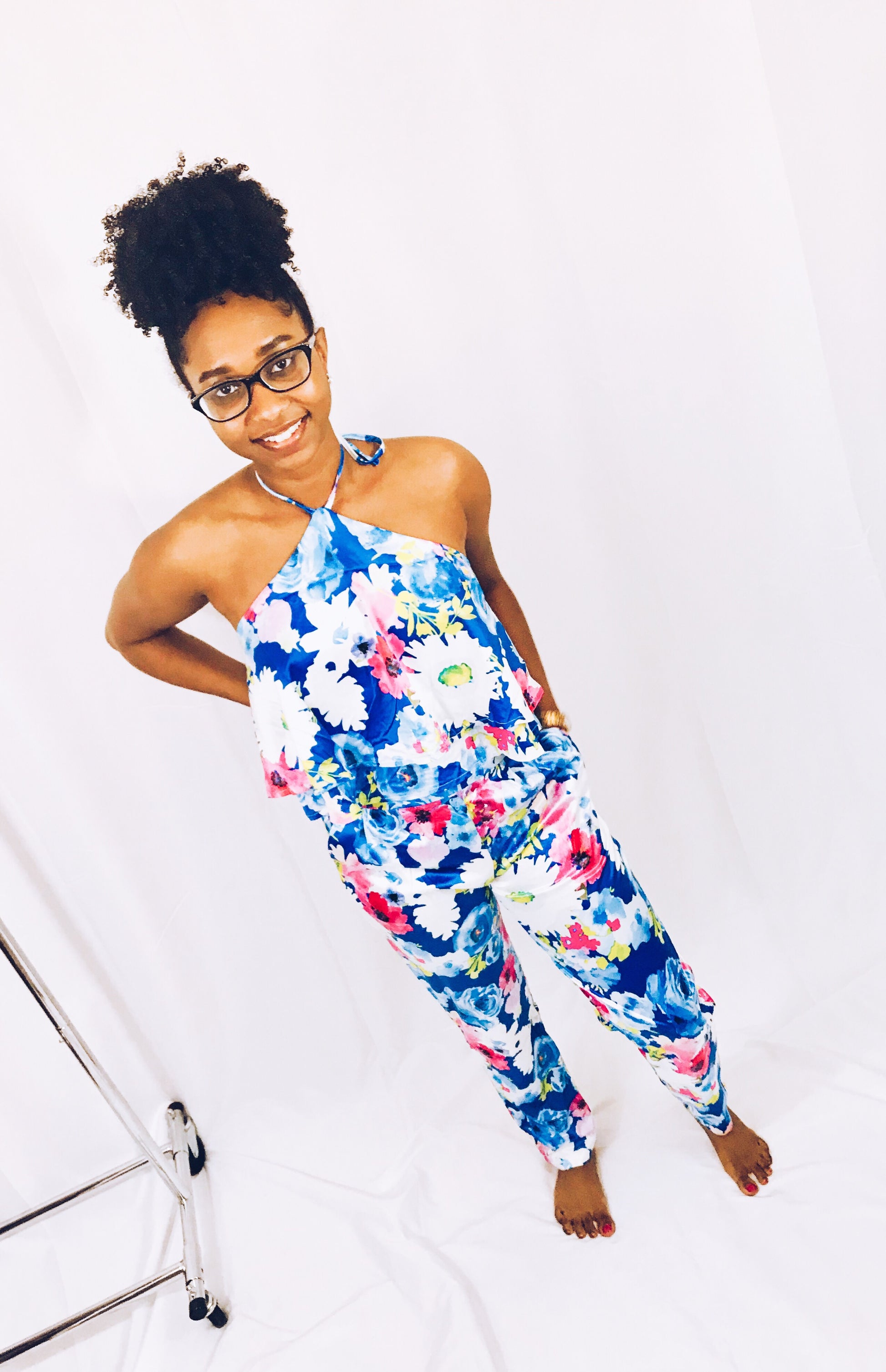 Blue Floral Halter Top and Pants Set - Best YOU by HTS