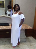 White Sassy Open Shoulder Maxi Dress - Best YOU by HTS