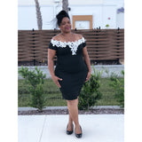 Lace Crochet Off Shoulder Black Plus Size Pencil Dress 14W - Best YOU by HTS