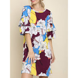 Layered Ruffle Sleeve Print Dress - Best YOU by HTS
